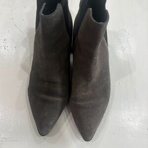 Marc Fisher Pointed Suede Ankle Booties in Charcoal